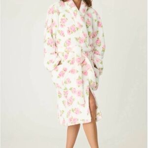 PJ Salvage women’s  Floral Robe - Pink and White size small